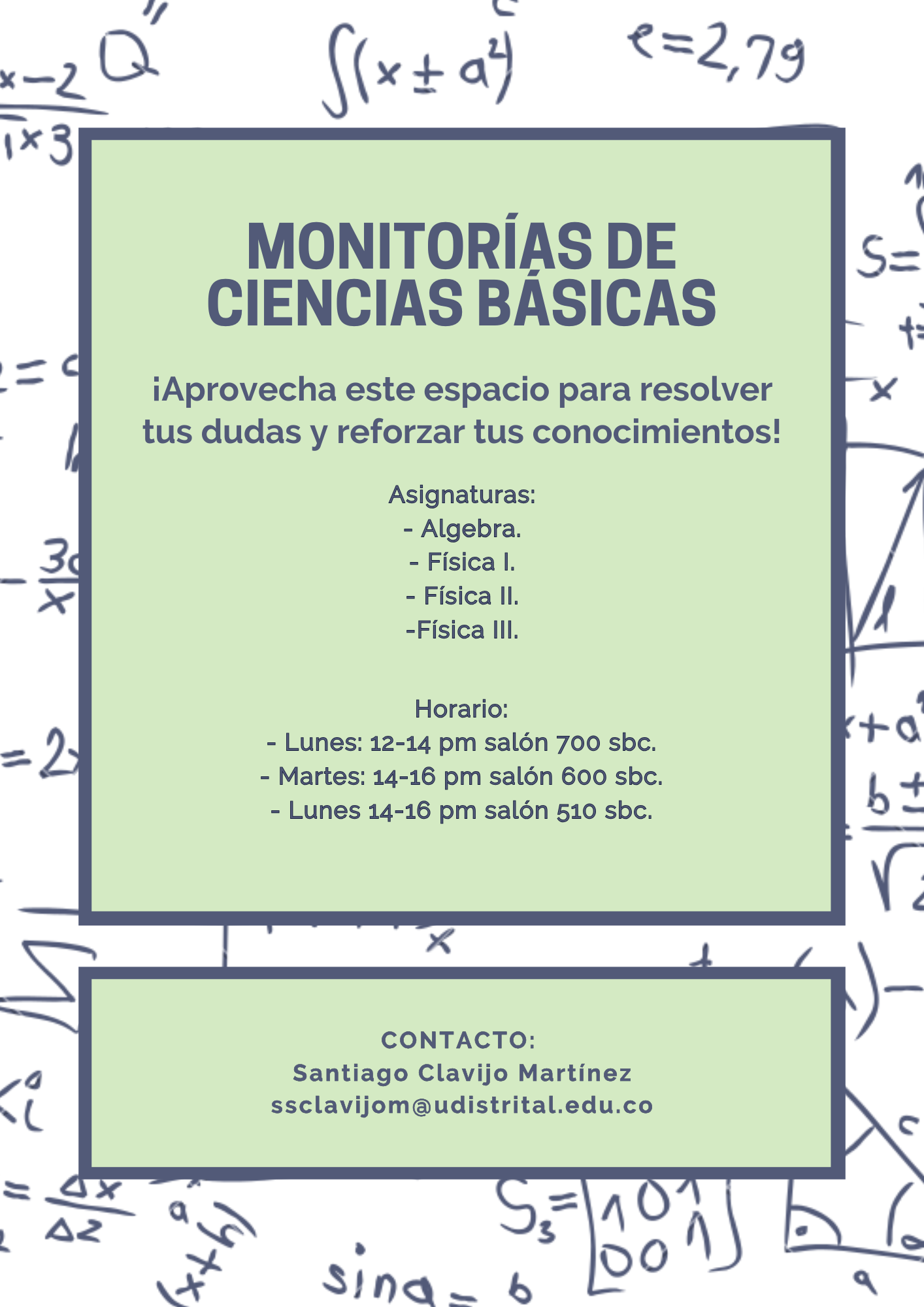MONITORIAS DE CIENCIAS BÁSICAS
